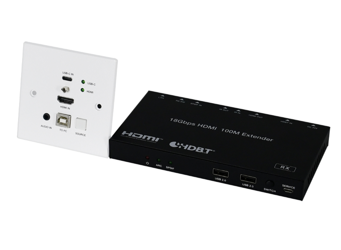 18Gbps HDBaseT over HDBaseT Extender With Bi-directional IR(100m)